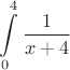 $$\int\limits_{0}^{4}\frac{1}{x+4}$$