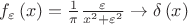 $f_\varepsilon  \left( x \right) = \frac{1}{\pi }\frac{\varepsilon }{{x^2  + \varepsilon ^2 }} \to \delta \left( x \right)$