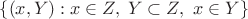 $\{(x,Y):x\in Z,\;Y\subset Z,\ x\in Y\}$