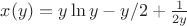 $x(y) = y\ln y - y/2 +\frac {1}{2y}$