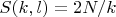 $S(k,l)=2N/k$