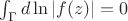 $\int_\Gamma d\ln|f(z)|=0$