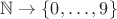 $\mathbb N\to\{0,\ldots,9\}$