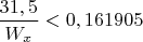 $\dfrac{31,5}{W_x}<0,161905$