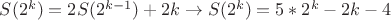 $S(2^k)=2S(2^{k-1})+2k\to S(2^k)=5*2^k-2k-4$