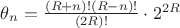 $\theta_n  = \frac{(R + n)!(R - n)!}{(2R)!} \cdot 2^{2R}$