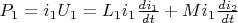 $P_1 = i_1U_1=L_1i_1 \frac{di_1}{dt} + M i_1\frac{di_2}{dt}$