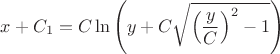$x+C_1=C\ln\left(y+C\sqrt{\left(\dfrac{y}{C}\right)^2-1}\right)$