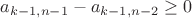 $a_{k-1,n-1}-a_{k-1,n-2}\geq 0$