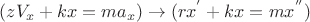 $(zV_x +kx = ma_x) \rightarrow (rx^{'} + kx = mx^{''})$