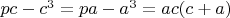$pc-c^3=pa-a^3=ac(c+a)$