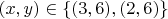 $(x,y) \in \{(3,6),(2,6)\}$