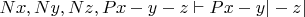 $Nx,Ny,Nz,Px-y-z\vdash Px-y|-z|$