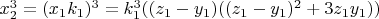 $x_2^3=(x_1k_1)^3=k_1^3((z_1-y_1)((z_1-y_1)^2+3z_1y_1))$