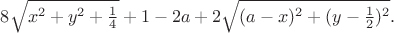 $8\sqrt{x^2+y^2+\frac 14 }+1-2a+2\sqrt{(a-x)^2+(y-\frac 12 )^2}.$