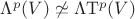 $\Lambda^p(V)\not\simeq\Lambda \mathrm T^p(V)$
