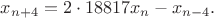 $x_{n+4} = 2\cdot 18817 x_n - x_{n-4}.$