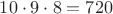$10\cdot 9\cdot 8=720$
