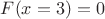 $F(x=3)=0$