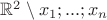 $\mathbb{R}^2 \setminus x_{1};...;x_{n}} $