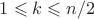 $1\leqslant k\leqslant n/2$ $1\leqslant k\leqslant n/2$
