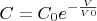 $\displaystyle C=C_0 e^{-\frac{V}{V0}}$