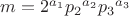 $m =2^{a_1}{p_2}^{a_2}{p_3}^{a_3}$