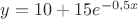$y=10+15e^{-0,5x}$