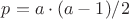 $p=a \cdot (a-1)/2$