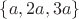 $\left\lbrace a,2a,3a\right\rbrace$