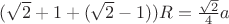 $(\sqrt{2}+1+(\sqrt{2}-1))R=\frac{\sqrt{2}}{4}a$
