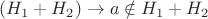 $(H_1+H_2) \rightarrow a \notin H_1+H_2 $