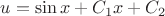 $u=\sin x +C_1x+C_2$