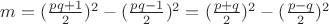 $ m = (\frac{pq +1}{2})^2 - (\frac{pq - 1}{2})^2 = (\frac{p + q}{2})^2 - (\frac{p - q}{2})^2 $