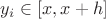 $ y_i \in [x,x+h]$