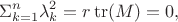 $$\Sigma\limits_{k=1}^n \lambda_k^2=r\operatorname{tr}(M)=0,$$