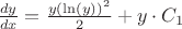 $\frac{dy}{dx} = \frac{y (\ln(y))^2}{2} + y \cdot C_{1}$