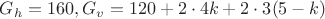 $G_h=160, G_v=120+2\cdot 4k+2 \cdot 3(5-k) $