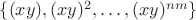 $\{(xy), (xy)^2, &hellip;, (xy)^{nm}\}$