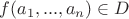 $f(a_1,...,a_n) \in D$ $f(a_1,...,a_n) \in D$