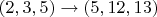 $(2,3,5)\rightarrow(5,12,13)$