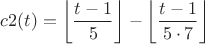 $c2(t)=\left \lfloor \dfrac {t-1}{5} \right \rfloor - \left \lfloor \dfrac {t-1}{5 \cdot7} \right \rfloor$ $c2(t)=\left \lfloor \dfrac {t-1}{5} \right \rfloor - \left \lfloor \dfrac {t-1}{5 \cdot7} \right \rfloor$