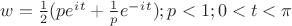 $w=\frac 1 2  (pe^i^t+\frac 1 p e^-^i^t) ; p<1; 0<t<\pi$