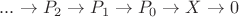 $...\to P_2\to P_1\to P_0\to X\to 0$