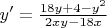 $y'=\frac{18y+4-y^2}{2xy-18x}$