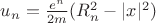 $u_n =\frac{e^n}{2m}(R_n^2 - |x|^2) $