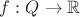 $f:Q\to\mathbb{R}$