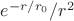 $e^{-r/r_0}/r^2$