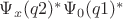 $ \Psi_{x}(q2)^*\Psi_{0}(q1)^*$