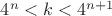 $4^n<k<4^{n+1}$